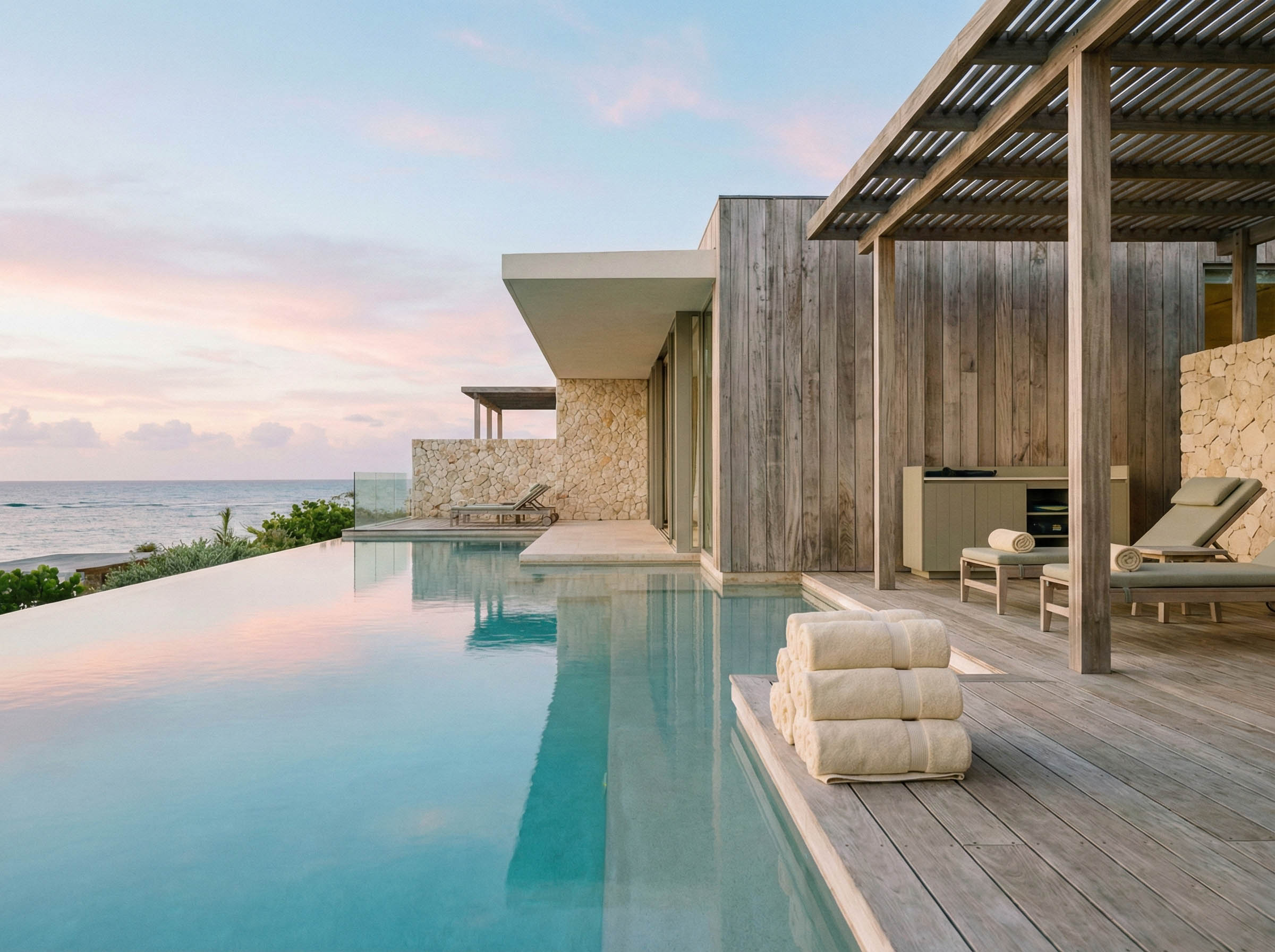 Contemporary beachfront villa with infinity pool